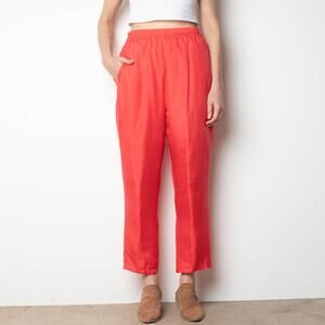 Vintage Mureli Coral Silk Elastic Waist Pull On Pant M/L